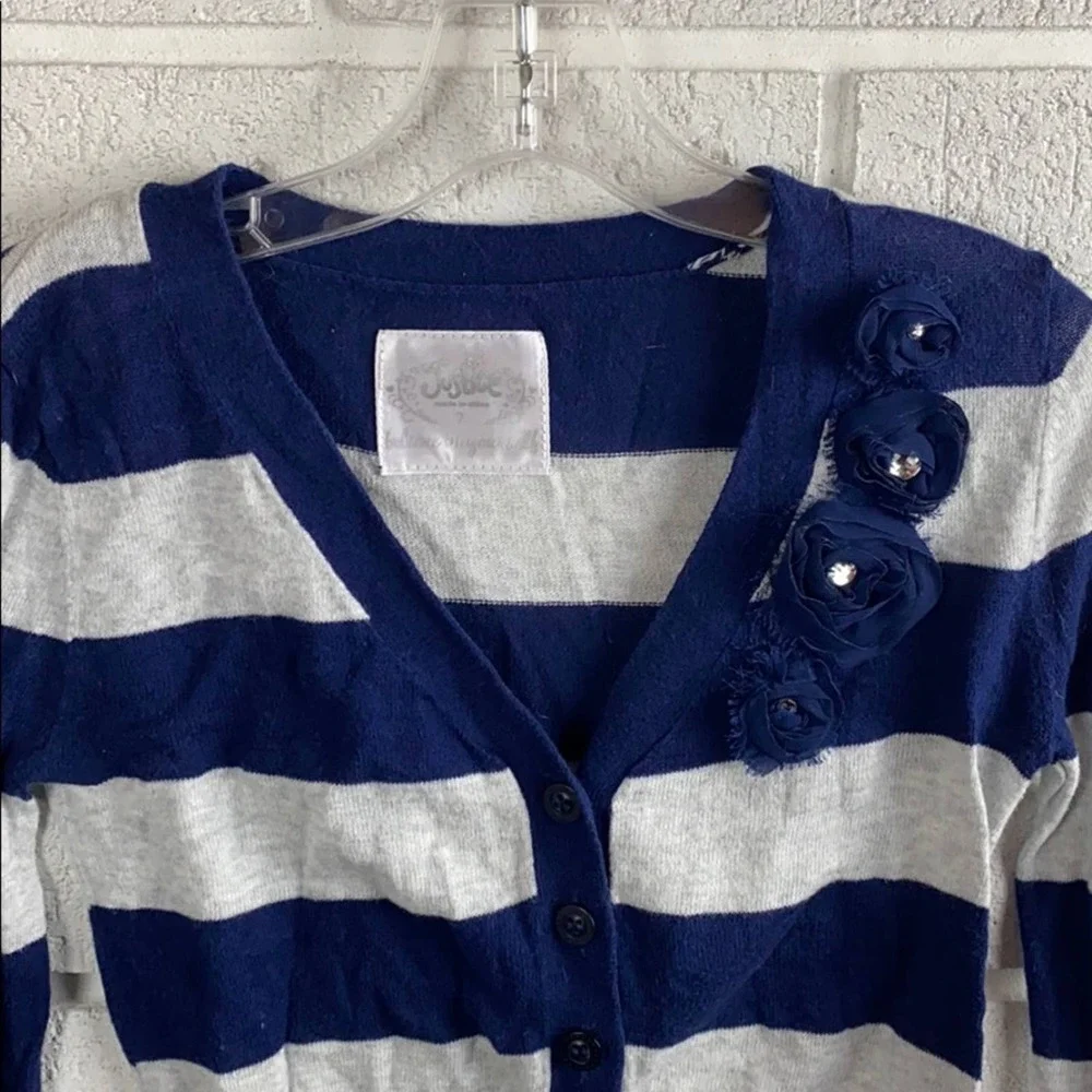 Justice Girls Navy & Gray Stripe Cardigan Size 7